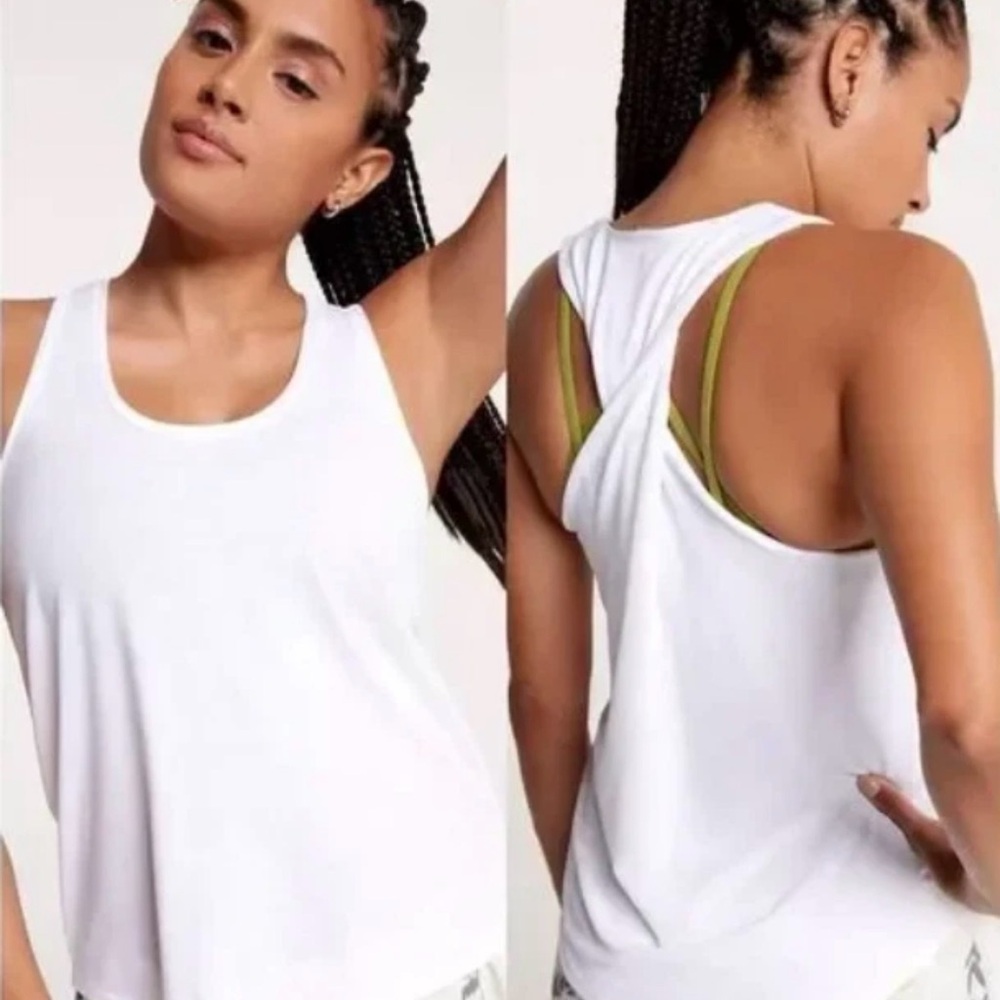 Calia Woman’s Twisted Back Tank Top, White,‎ XL